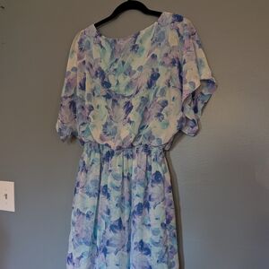 Shelby & Palmer Pastel Blue and Purple Midi Dress